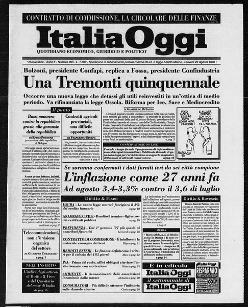 Italia oggi : quotidiano di economia finanza e politica